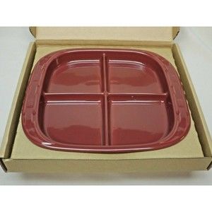 Longaberger Pottery Paprika 4 Section Relish Tray w/ Original Box & Certificate